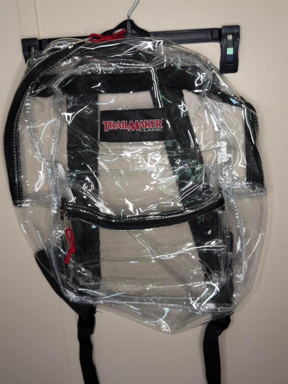 Trailmaker clear transparent backpack black trim school stadium bag